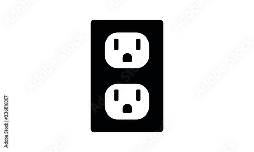 Two NEMA 5-15 grounded power outlet, AC power plug and socket vector icon