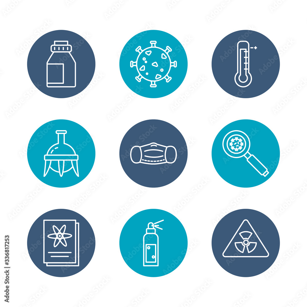 chemical flask and medical and chemestry icon set, block style chemical flask and medical and chemestry icon set, block style