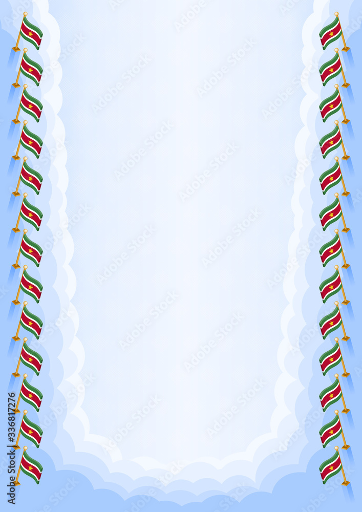 Fototapeta premium Vertical frame and border with Suriname flag