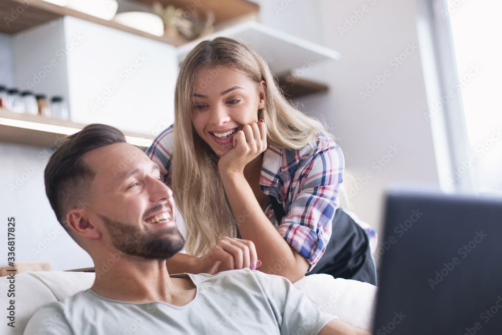 close up. young couple looking at laptop screen. close up. young couple looking at laptop screen.