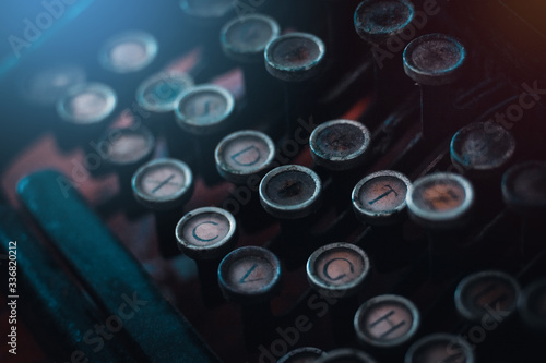 Close-up of an old vintage used typewriter