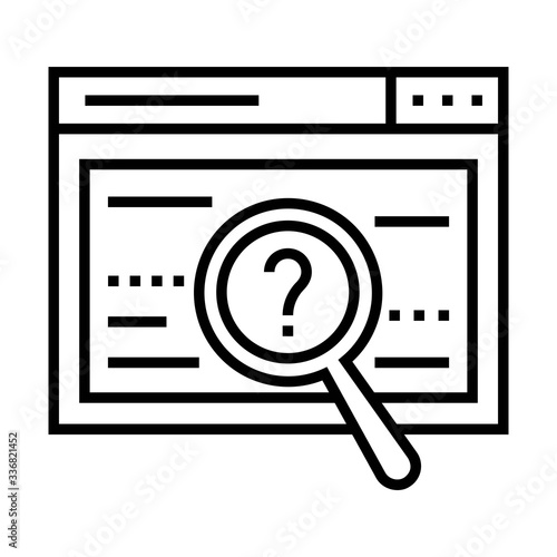 Searching results on web icon. Element of SEO and search engine marketing. Online marketing sign. Line icon design for web and mobile concept.