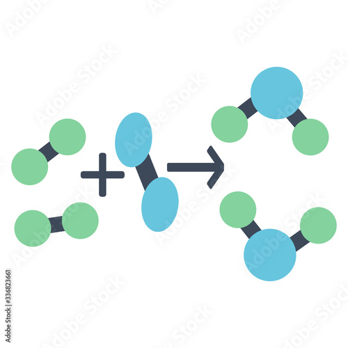 Vector illustration of Chemical equilibrium reaction with simple molecular structure