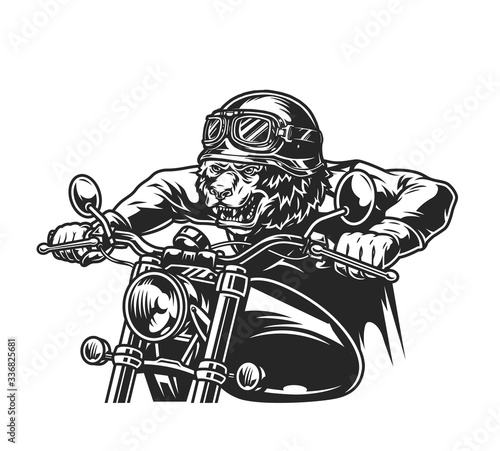 Vintage motorcycle monochrome template