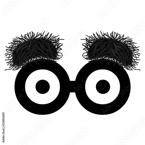 Funny eyes with bushy eyebrows