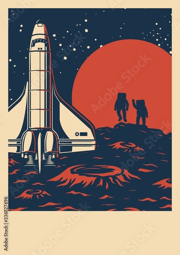 Space exploration colorful poster photo