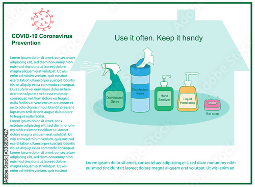 Vector illustration of an information pamphlet with the message of importance of disinfecting. File is arranged in groups and layers for easy editing. 
