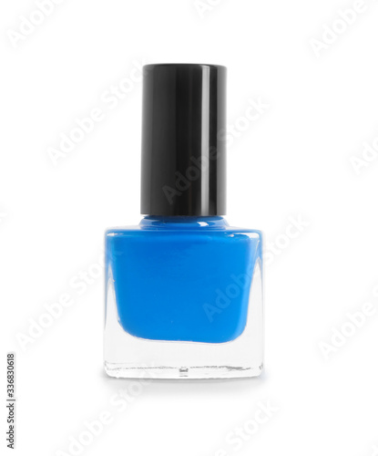 Bottle of nail polish on white background