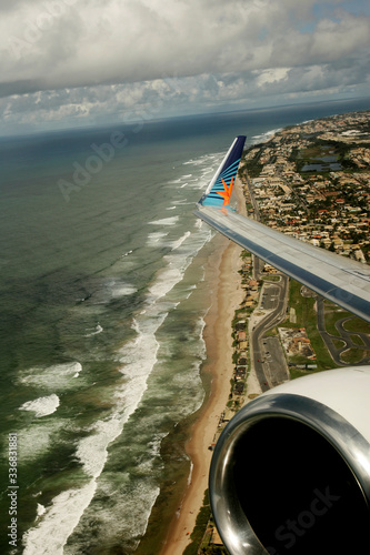 city seen from the window of an airplane photo