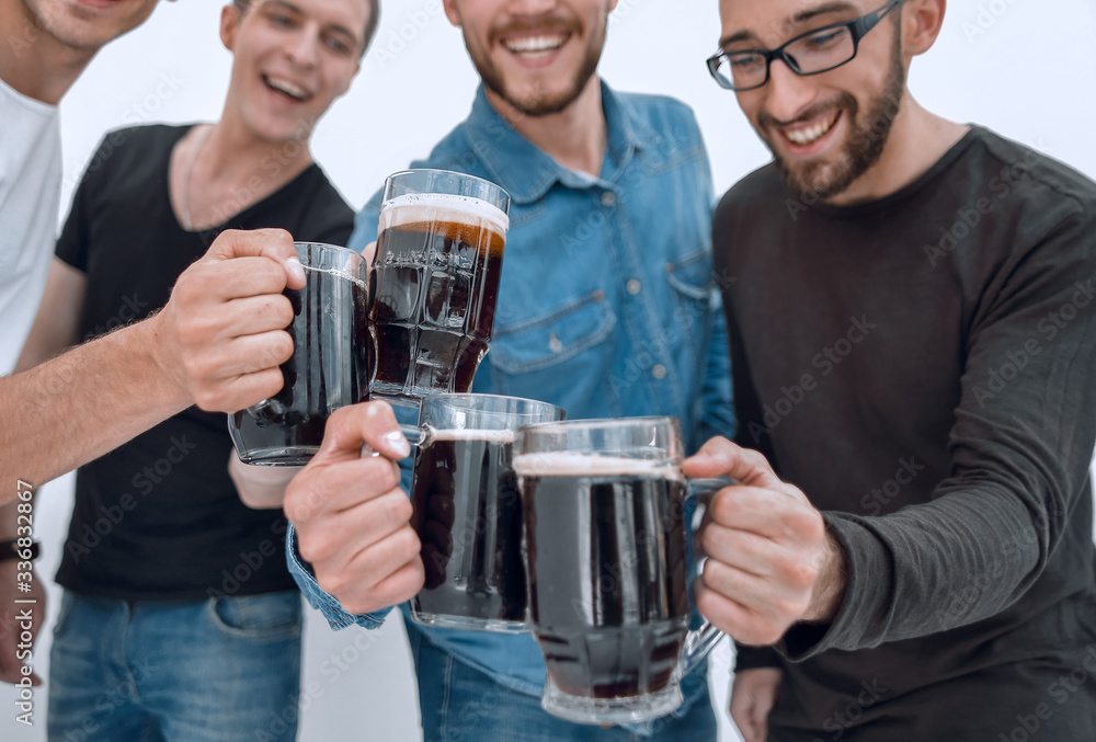 guys with mugs of beer isolated on white background guys with mugs of beer isolated on white background