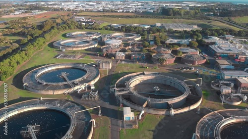 A Fly-over of the Watercare treatment plant, Auckland, New Zealand photo