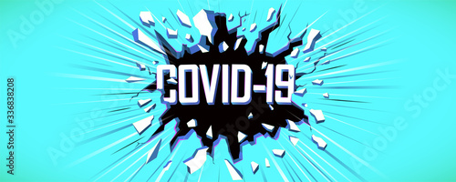 COVID-19 Coronavirus concept banner. Covid-19 inscription typography design logo. World Health organization introduced official name for Coronavirus disease named COVID-19