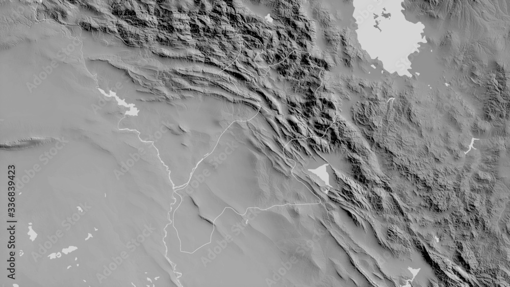 Fototapeta premium Arbil, Iraq - outlined. Grayscale