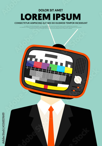 Retro vintage poster decorative with old fashioned TV