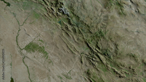 As-Sulaymaniyah, Iraq - outlined. Satellite