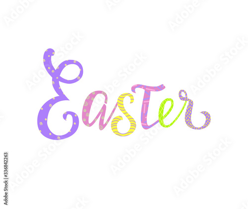 Easter lettering  poster. Multicolored vector design to Christian holiday. Use for prints, banners, cards, social media, advertising.