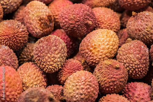 Juicy lychee close-up. Delicious fruit for a healthy diet.