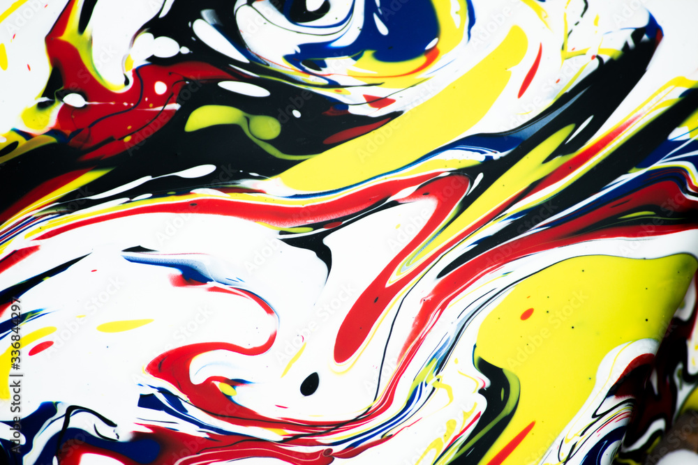 Obraz premium Abstract Painting Background, Colorful Paint Ink Fluid Swirl Pattern, Contemporary Art Background