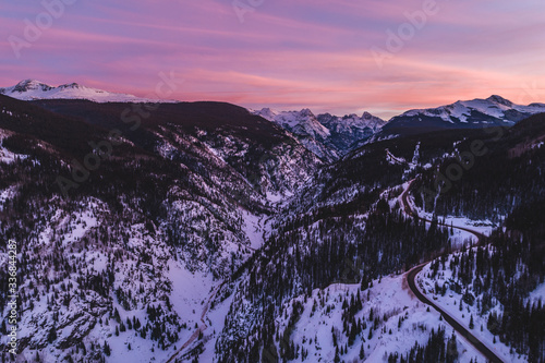 Fotografie Silverton, Colorado at sunset in January