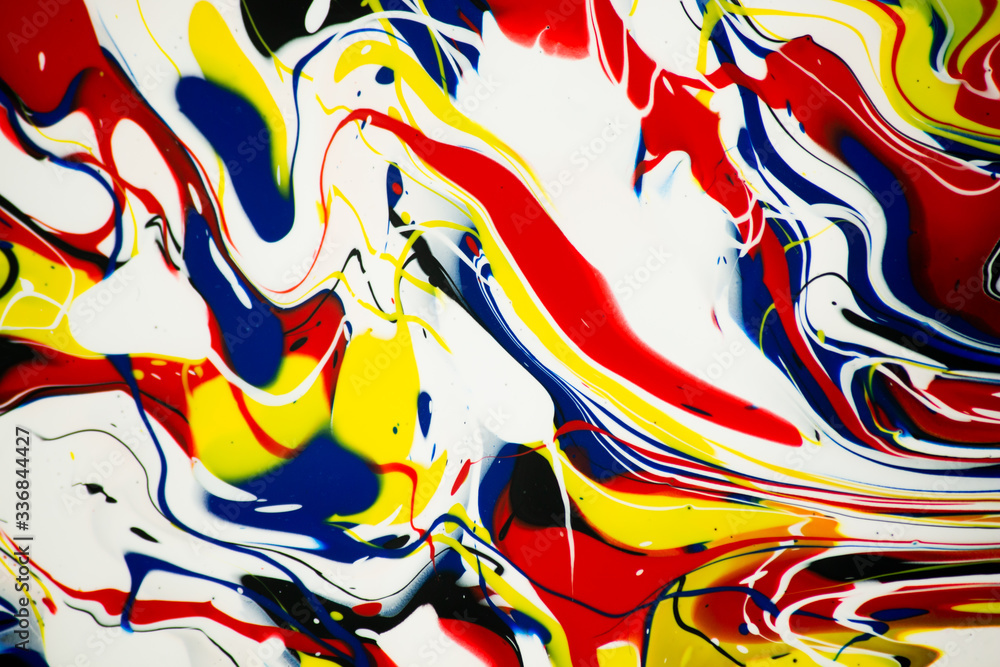 Naklejka premium Abstract Painting Background, Colorful Paint Ink Fluid Swirl Pattern, Contemporary Art Background