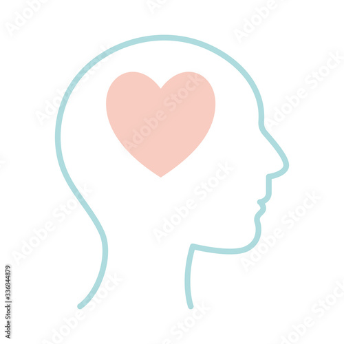 heart inside human head line style icon vector design