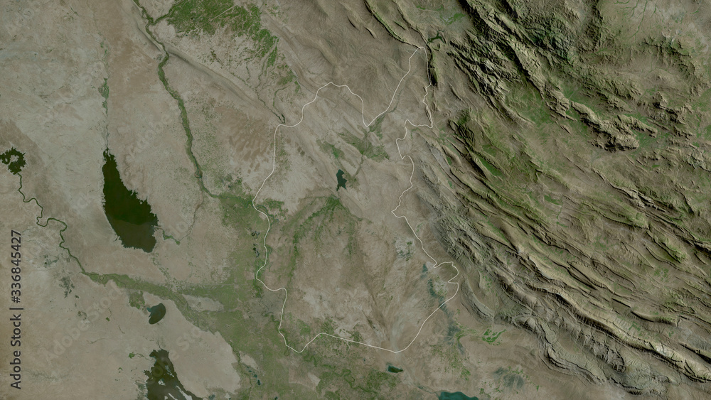 Diyala, Iraq - outlined. Satellite