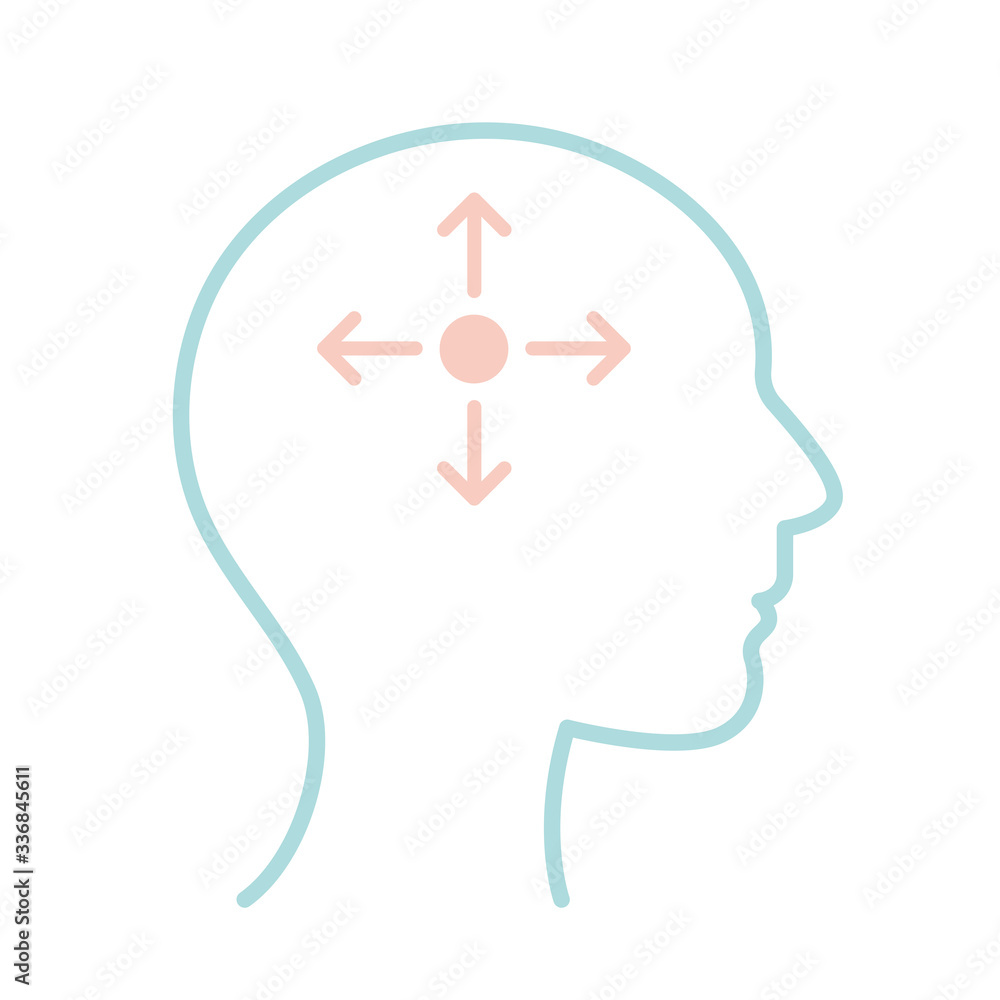 arrows inside human head line style icon vector design