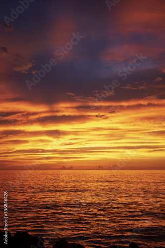 sunset in caribbean sea