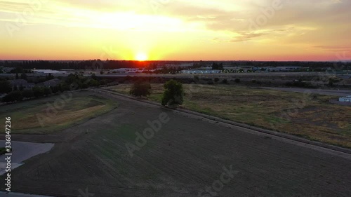 Aerial Shot of the Fresno California Landscape at Sunset photo