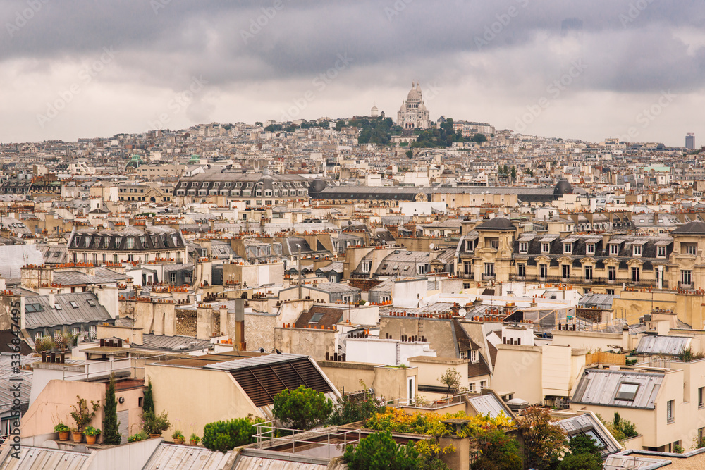 Fototapeta premium Paris, France. View of the city roofs from the observation gallery of the Georges Pompidou Center.