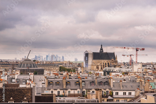 view from the roof of the Georges Pompidou Center. The center was built by GTM and completed in 1977 on September 10, 2012 in Paris.
