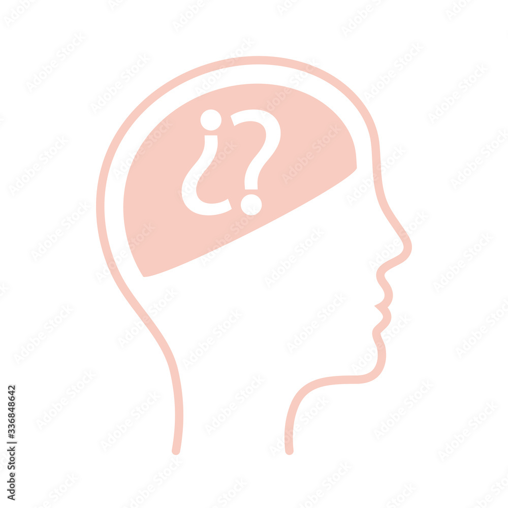 question marks inside human head line style icon vector design question marks inside human head line style icon vector design