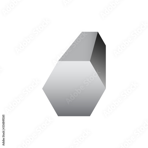 Metal or steel rod bar vector icon. Hexagonal profile cross section shape. That alloy of iron from steel production and metallurgy. For sawing, turning, milling, drilling and grinding to product.