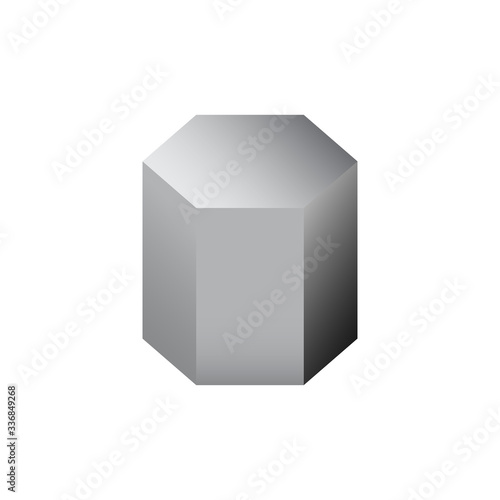 Metal or steel rod bar vector icon. Hexagonal profile cross section shape. That alloy of iron from steel production and metallurgy. For sawing, turning, milling, drilling and grinding to product.