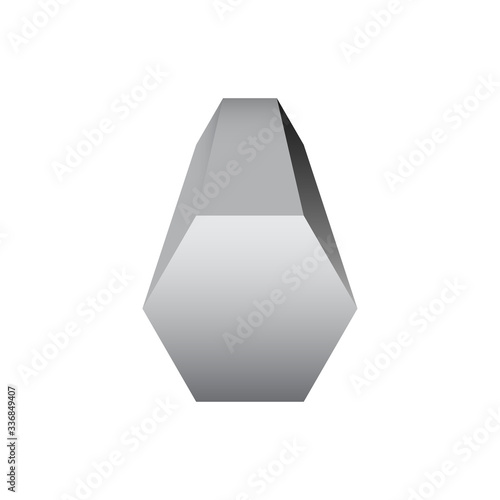 Metal or steel rod bar vector icon. Hexagonal profile cross section shape. That alloy of iron from steel production and metallurgy. For sawing, turning, milling, drilling and grinding to product.