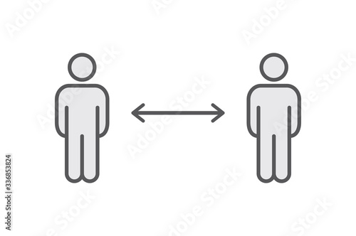 Keep distance sign. Coronavirus pandemic social distance. Preventive measures. Keep distance. Vector illustration.