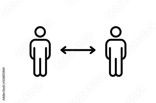 Keep distance sign. Coronavirus pandemic social distance. Preventive measures. Keep distance. Vector illustration.