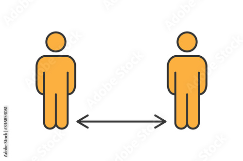 Keep distance sign. Coronavirus pandemic social distance. Preventive measures. Keep distance. Vector illustration.
