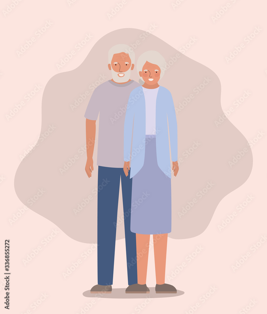 Grandmother and grandfather avatar vector design Grandmother and grandfather avatar vector design