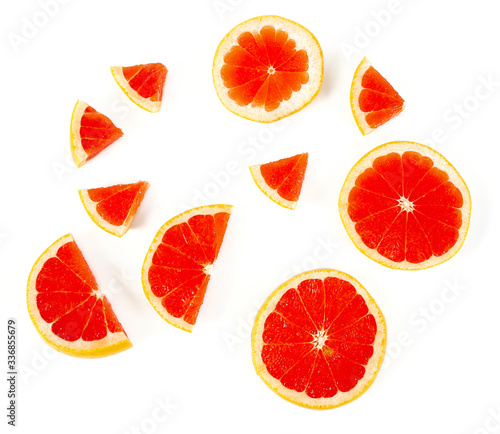 grapefruit slices isolated on white