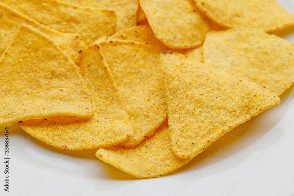 mexican nachos tortilla chips, close-up view mexican nachos tortilla chips, close-up view