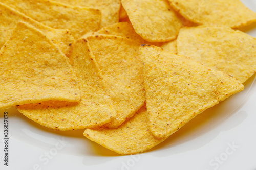 mexican nachos tortilla chips  close-up view
