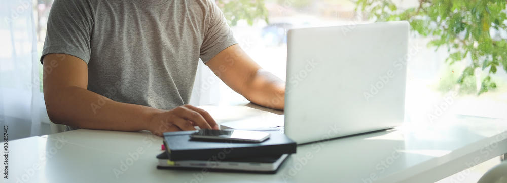 Fototapeta premium Business working in office with documents and laptop people Consulting and business planning. 