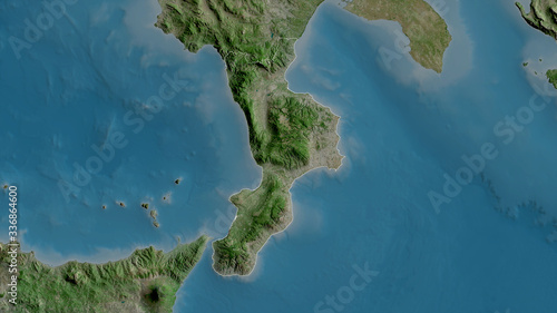 Calabria, Italy - outlined. Satellite