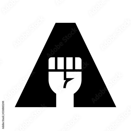 Initial letter A and clenched fist symbol, vector logo design