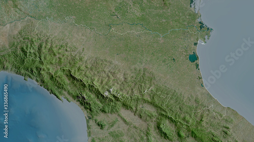 Obraz na plátně Emilia-Romagna, Italy - outlined. Satellite