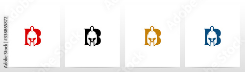 Spartan Helmet On Letter Logo Design B