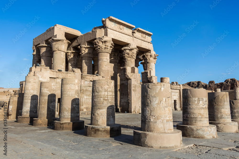 The Temple of Kom Ombo, dedicated to ancient Egyptian gods Sobek and Horus The Temple of Kom Ombo, dedicated to ancient Egyptian gods Sobek and Horus