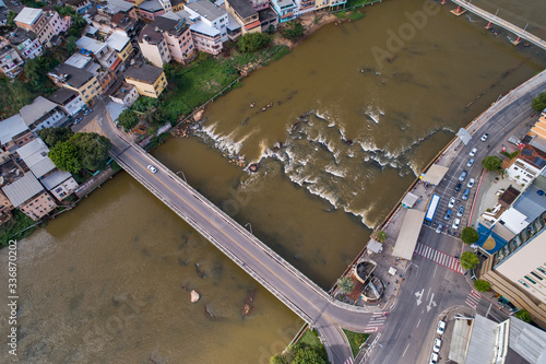 Aerial image of Cachoeiro de Itapemirim city photographed in Burarama, in Espirito Santo. Picture made in 2018 photo