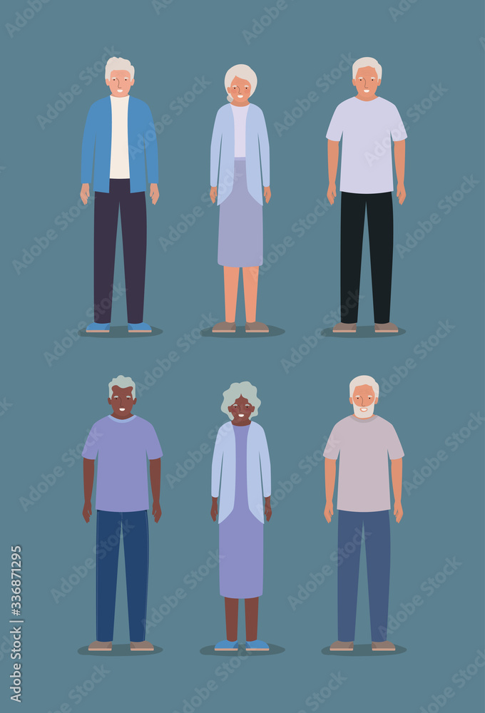 Grandmothers and grandfathers avatars vector design Grandmothers and grandfathers avatars vector design